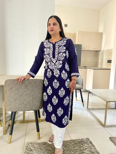 Chikankari Modal Straight Kurti