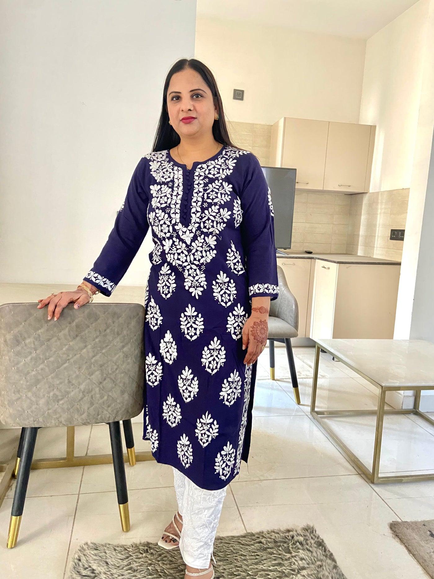 Chikankari Modal Straight Kurti