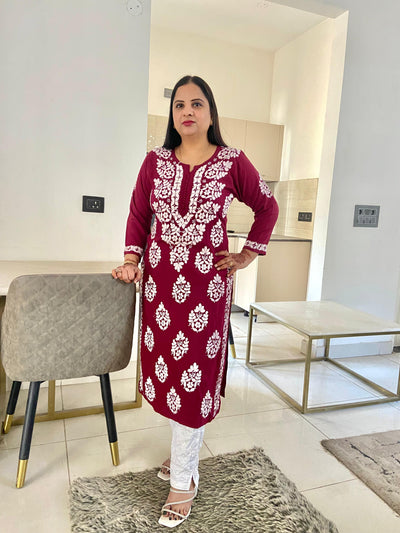 Chikankari Modal Straight Kurti