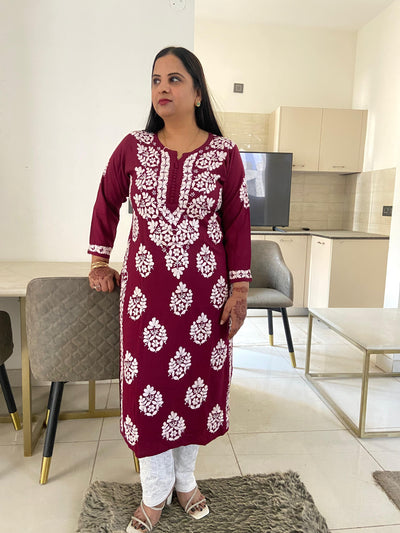 Chikankari Modal Straight Kurti