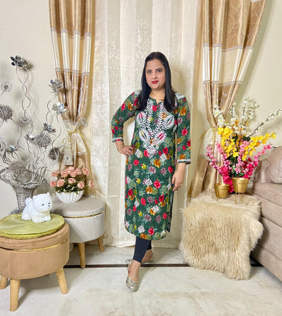 Chikankari Floral Modal Straight Kurti