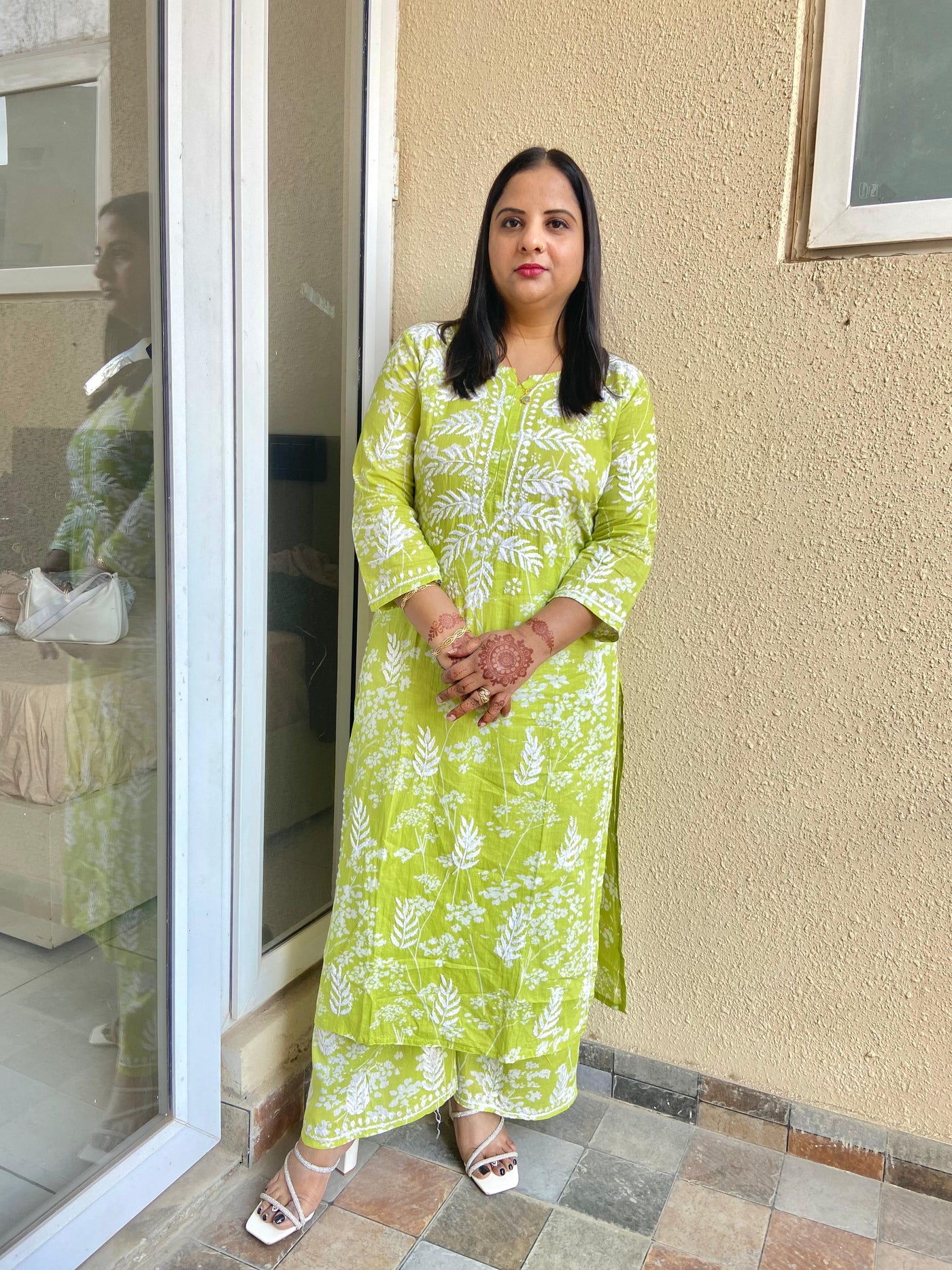 Mulmul Chikankari Printed Straight Kurti