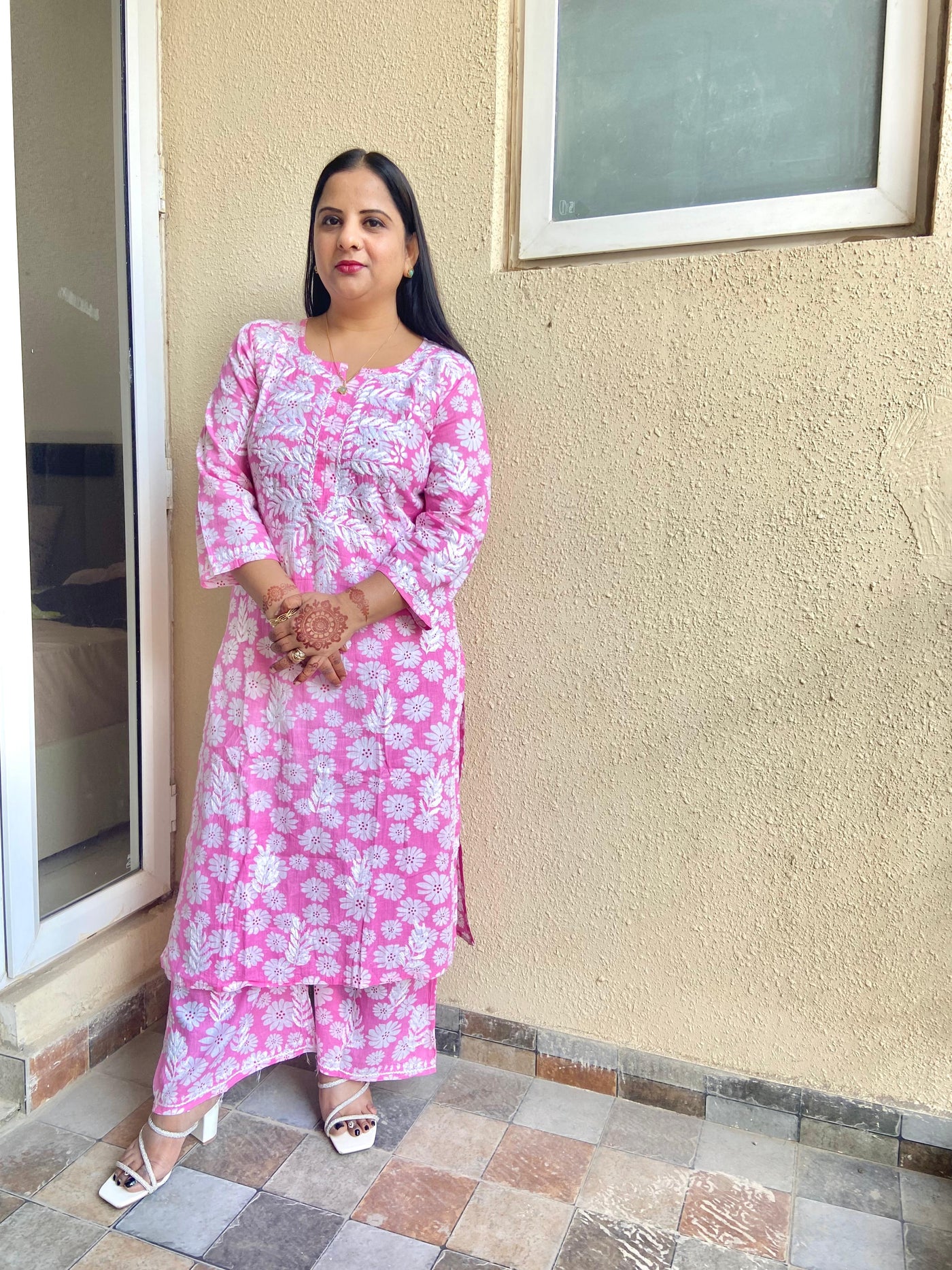 Mulmul Chikankari Printed Straight Kurti