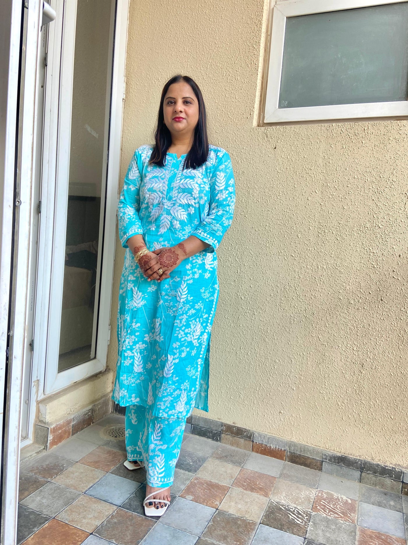 Mulmul Chikankari Printed Straight Kurti