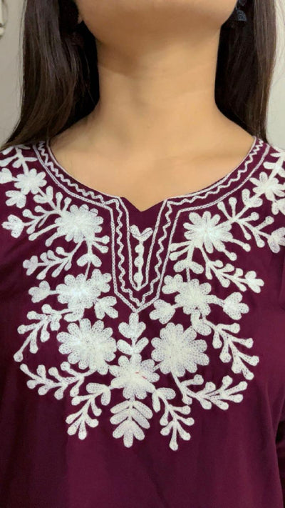 Chikankari Soft Modal Short Kurti