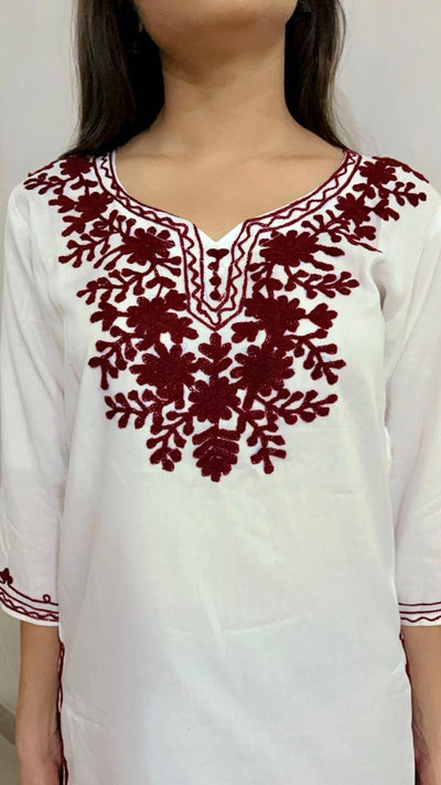 Chikankari Soft Modal Short Kurti