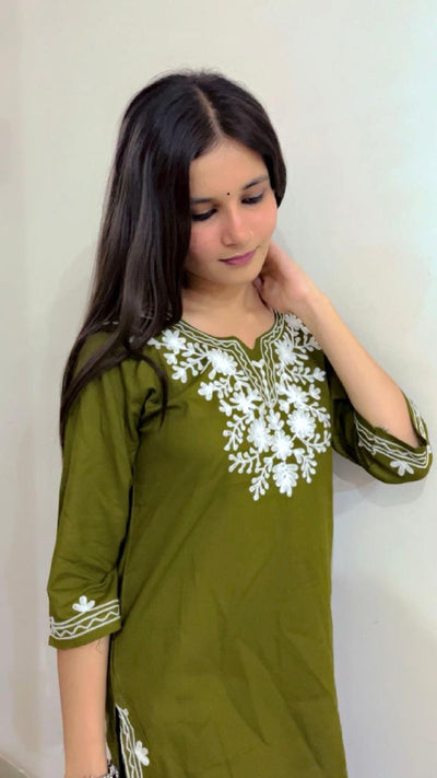 Chikankari Soft Modal Short Kurti